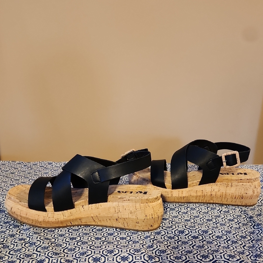 Kork-Ease Black and Tan Strappy Sandals - Picture 5 of 12
